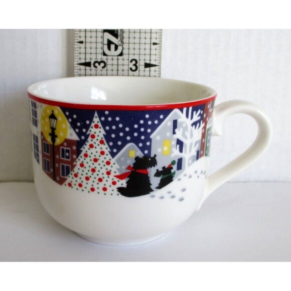 Noritake Twas the Night Before Christmas Cup & Saucer Scottie Dogs Snowy Village - Picture 6 of 8
